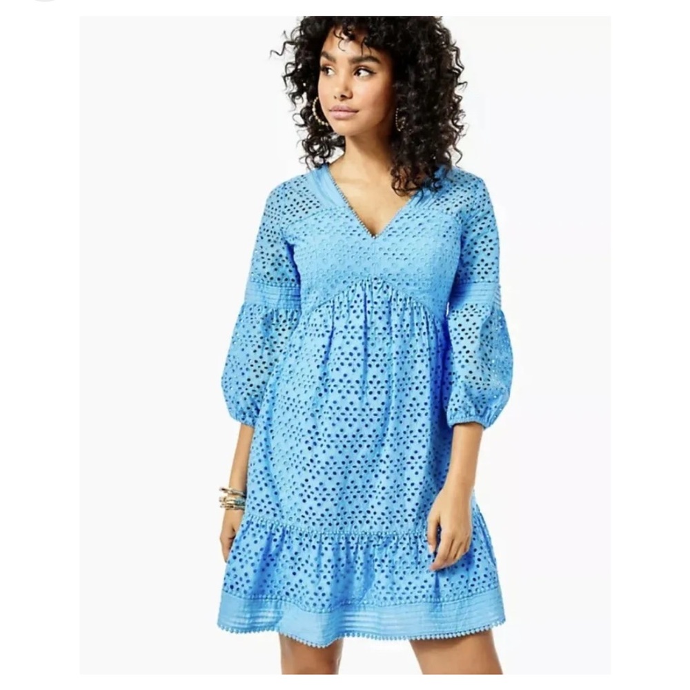 EUC Lilly Pulitzer Blue Eyelet Dress, Size 6